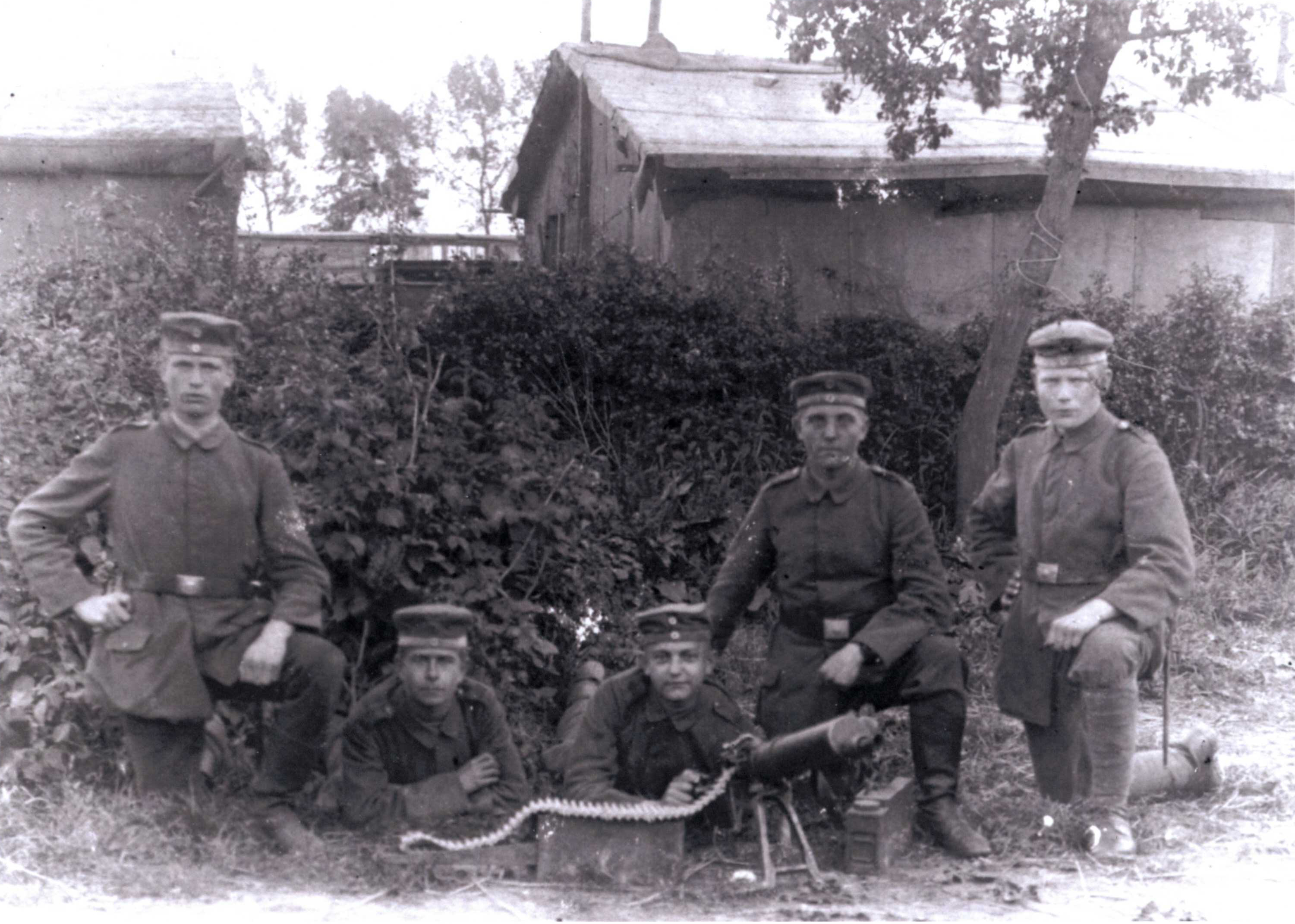 Gustav & his machine gun unit in WWI Germany, second from the left